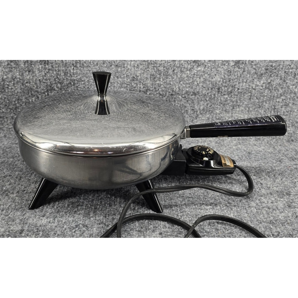 Vtg Farberware Electric Fry Pan 10" Model 300-B Stainless Steel Skillet Works